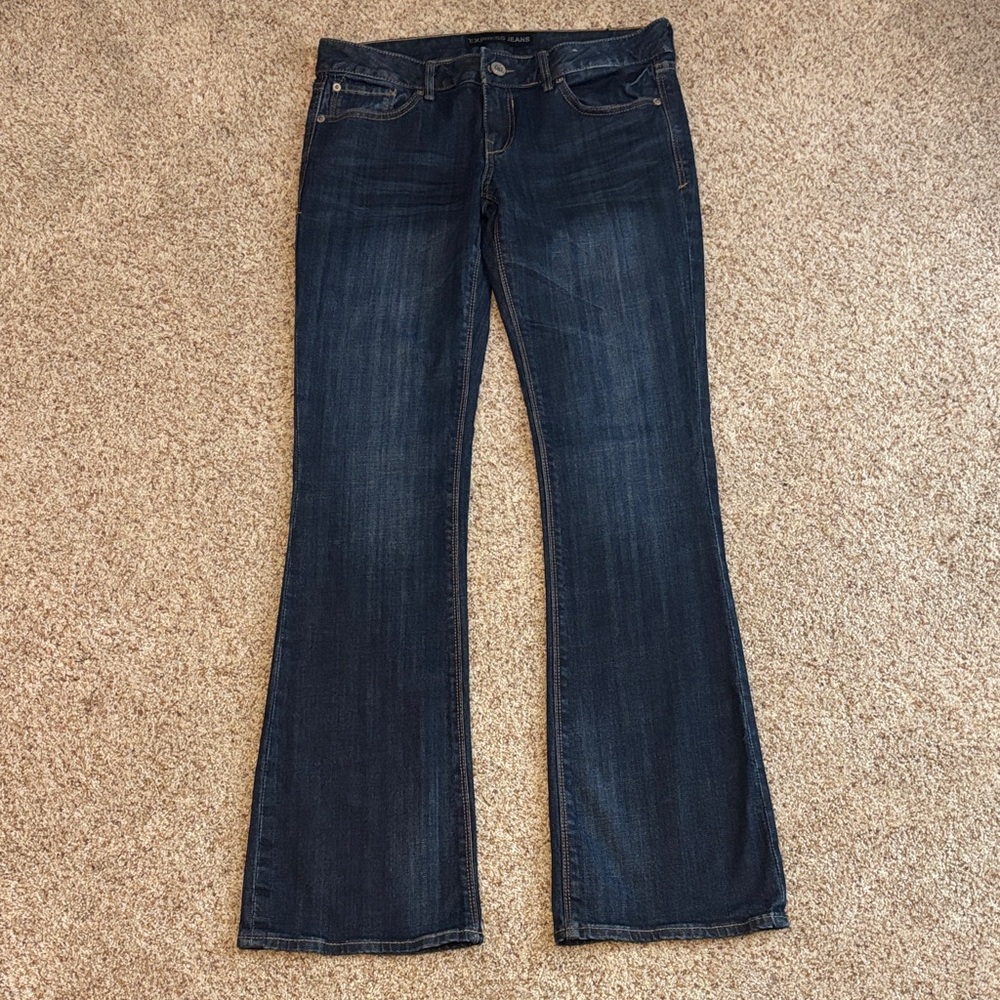 Express Dark Indigo Flare Jeans